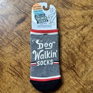 BLUE-Q Gray/Red DOG WALKIN' SNEAKER SOCKS Short-Cut Ankle-Length Adult S/M NWT